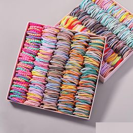 100 stks/partij Haarbanden Meisjes Snoep Kleur Elastische Rubberen Band Kind Baby Hoofdband Chouchou Kids Accessoires Drop Levering Dhgarden Otsxv