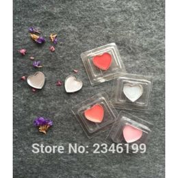 100 stks / partij Hartvorm Lipstick Compacts, Lege oogschaduw Poedercontainer, Plastic Mooie Blush Case, Lip Balm Subpackage