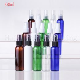 100 stks / partij Hoogwaardige 60ml lege plastic spuitfles hervulbare parfum huisdierenflessen met pompcontainer