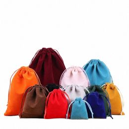 100pcs / lot de haute qualité 5x7cm Small Colorful Veet Drawstring Pouchs Sacs For Christmas Wedding Jewelry Packaging Gift Sac P00I #