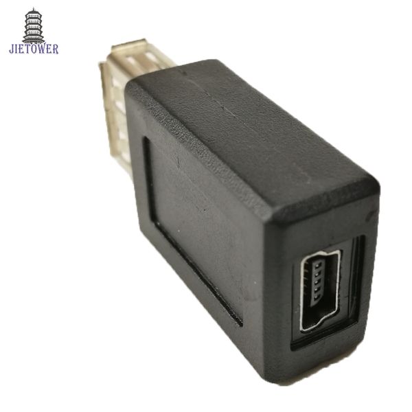 100 unids/lote USB 2,0 de alta velocidad tipo A hembra a Mini USB 5pin B hembra convertidor cargador transferencia de datos adaptador de sincronización