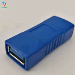 100 pcs/lot haute vitesse USB 3.0 transfert femelle à femelle adaptateur USB Extension double connecteur femelle à femelle bleu