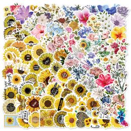 100 stks/partij Hotsale Bloemen Stickers Voor Laptop Skateboard Notebook Bagage Water Fles Auto Decals Kids Geschenken