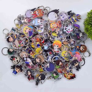 100 stks / partij honderden stijlen acryl sleutelhanger anime sleutelhanger hoge kwaliteit chibi hanger sleutelhanger accessoires AA220318