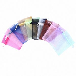 100pcs / lot bijoux tulle sac à crampons bijoux emballage affiche de bijoux pochettes cadeau de mariage sac en orgue 51a8 #