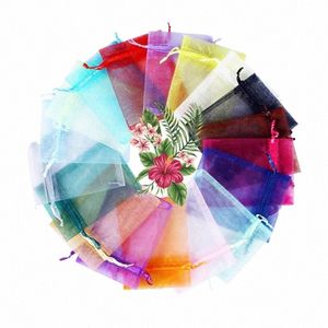 100pcs / lot bijoux en tulle sac à crampons bijoux emballage affiche de bijoux pochettes cadeau de mariage sac en orgue w5vp #