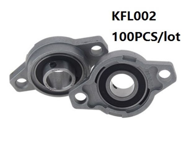 100 pcs/lot KFL002 FL002 15mm unités de roulement en alliage de zinc roulements de bloc d'oreiller roulement de bloc de bride pour pièces de routeur CNC