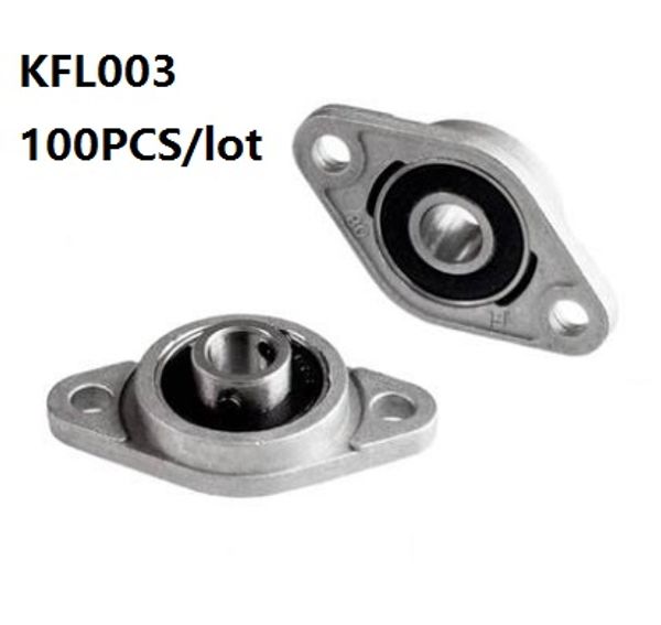 100 pièces/lot KFL003 FL003 17mm unités de roulement en alliage de zinc roulements de bloc d'oreiller roulement de bloc de bride pour pièces de routeur CNC