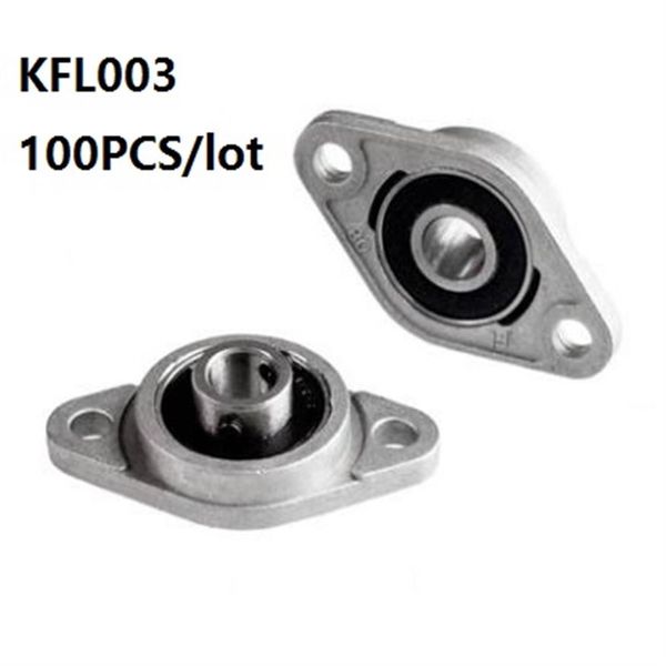 Lote de 100 unidades de rodamientos de aleación de zinc KFL003 FL003 de 17mm, rodamientos de bloque de almohada, rodamiento de bloque de brida para enrutador CNC parts256C