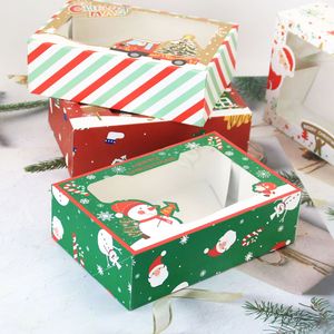 100 Stks/partij Grote Maat Kerst Candy Cookie Kartonnen Doos Met Plastic Pvc Venster Peperkoek Chocolade Gift Geschenkdoos