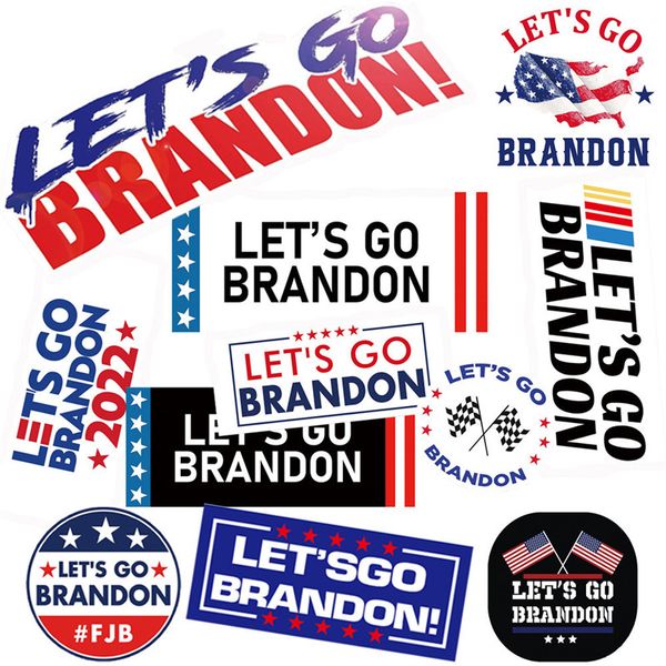 100 pièces/lot Lets Go Brandon drapeau autocollant Hotsale USA président autocollants pour téléphone skateboard bagages ordinateur portable casque voiture vélo fenêtres ordinateur portable véhicule Paster décalcomanie