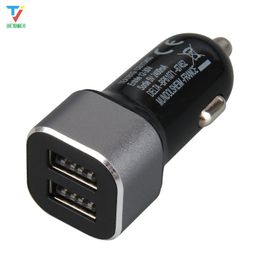 100 stks / partij Little Square Metal Hoge Kwaliteit 5 V 3.4A 2.4A + 1A Metal Dual USB Car Charger voor iPhone X 8 XS Samsung Snel Opladen