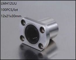 100 pcs/lot LMH12UU 12mm roulements à billes linéaires douille linéaire à bride ovale roulements à mouvement linéaire pièces d'imprimante 3d cnc routeur 12x21x30mm