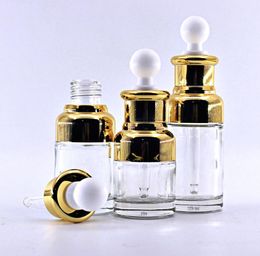 100 pcs/lot luxe 20 ml 30 ml 50 ml bouteilles en verre pour huiles essentielles verre compte-gouttes bouteille en gros