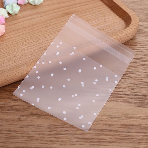 100 pcs/lot blanc mat jolis points Design Cookie bonbons sac auto-adhésif sacs en plastique pour Biscuits Snack emballage de cuisson