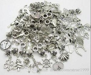 100 Pcs/lot breloques mélangées gros trou perles balancent pendentifs à breloques pour la fabrication de bijoux résultats bricolage