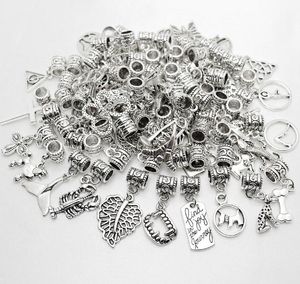 Breloques mixtes, pendentif, perles à grand trou, pendantes pour la fabrication de bijoux, 100 pièces/lot