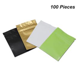 100 unids / lote Multi-Color Mate Mylar Foil Zipper Lock Paquete Bolsa Papel de aluminio Sellado térmico Bolsas de embalaje para almacenamiento de alimentos Foi210e al por menor