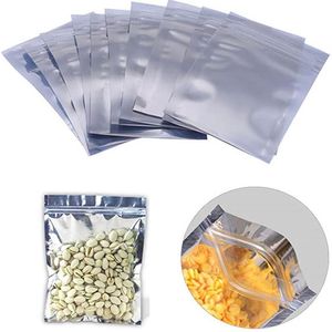 100 stks / partij Meerdere Maten Vereindzak Lege Reclosable Geur Proof Pouch Aluminiumfolie Rits Voedsel Koffie Thee Opbergzakken