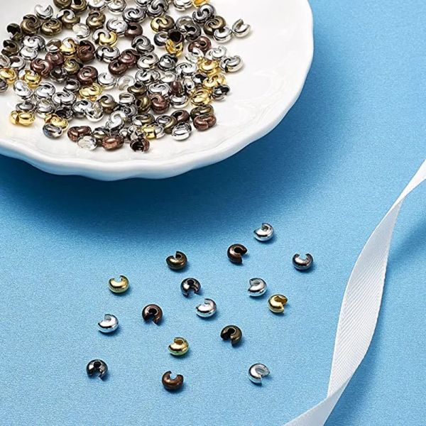 100pcs / lot Les perles d'embrimation ouvertes couvrent les perles d'espaceur de perle d'embarcation à sertils pour les bijoux de bricolage Fixations de résultats dia 3 5 mm