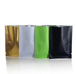 Sac en aluminium mat à dessus ouvert, 100 pièces/lot, sachet de café, de thé, de nourriture, sac d'emballage sous vide en aluminium Mylar, pochettes de stockage thermoscellées