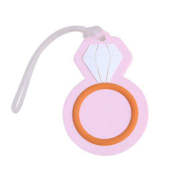 50 pièces faveurs de douche de mariage rose en caoutchouc diamant anneau étiquette de bagage voyage thème fête retour cadeau étiquettes de bagage en plastique souple