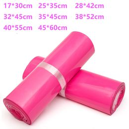 100pcs lote Pink Poly Mailer 1730cm Bolso expreso Bolsas Sobre sello adhesivo Nuevo bolsas de plástico Bolla 8 Tamaño