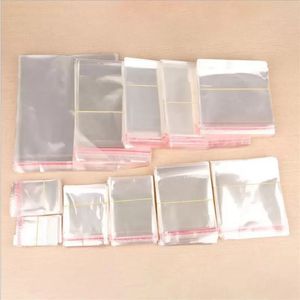 100pcs lot Plastic Self Adhesive Bag Transparent OPP Bags Resealable Packaging Pouch for Jewelry Candies Cookies Clothes