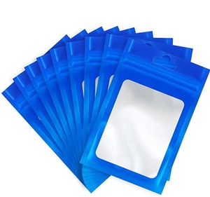 100 stks / partij plastic zelf afdichting monster opbergzakken hersluitbare lege zak lekvrij aluminium folie tas met raam voor voedsel