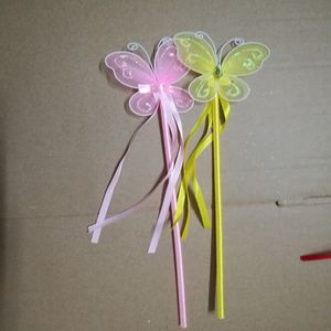 100 stks / partij Prinses Magic Wand Sticks Butterfly Fairy Wands Fancy Dress Costume Girl Party Gunst Decor