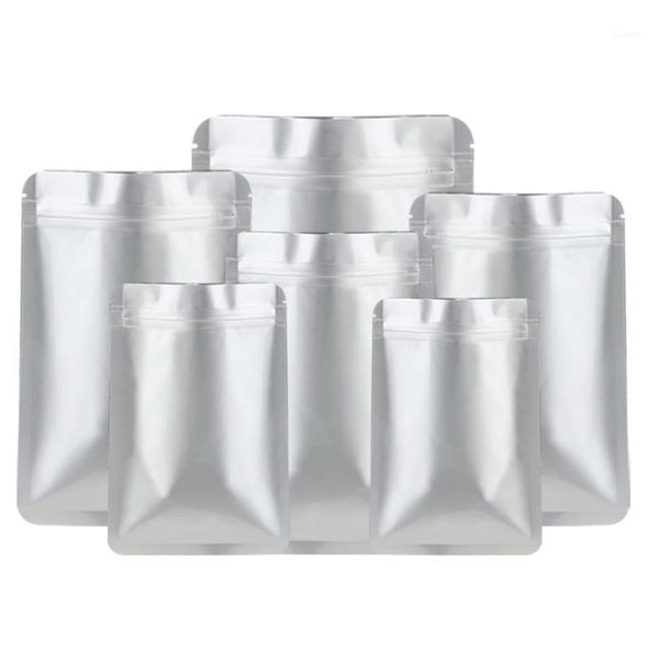 Sac en aluminium pur avec coin rond, 100 pièces/lot, sachets réutilisables refermables pour sachets de bonbons et de thé, sacs de rangement