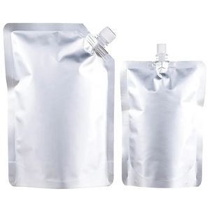 100 pcs/lot sac de boisson en aluminium pur sac de buse liquide jus de lait scellé pochette de stockage réutilisable