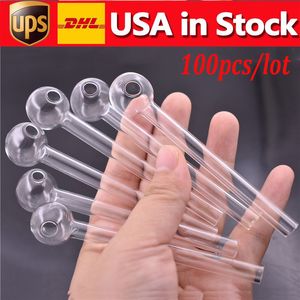 100 pièces/lot Pyrex verre brûleur à mazout tuyau clair haute qualité fumer tuyaux Transparent grand Tube ongles conseils Stock aux états-unis