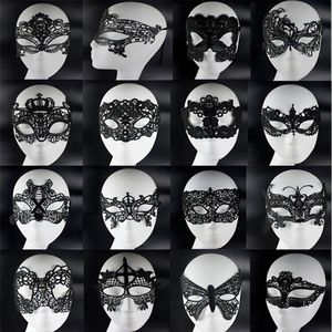 100 unids/lote reina princesa estilos negro blanco encaje mascarada celebridad máscaras faciales para Halloween decoraciones para fiesta de Navidad suministros de joyería
