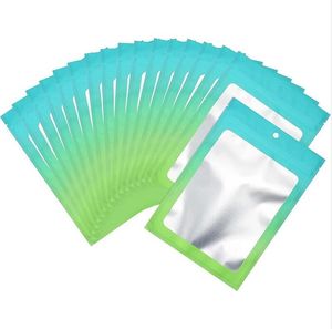 100pcs / lot sacs en papier d'aluminium refermables auto-scellants sac de couleur dégradé emballage à glissière