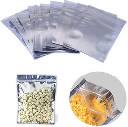 100 stks / partij hersluitbare aluminiumfolie rits tassen afsluitbaar voor voedsel koffie thee cookie opslag pakket geur proof pouch