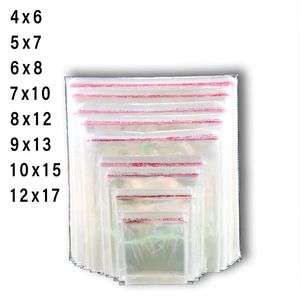 100pcs / lot Sacs en plastique refermables Auto-adhésifs Scellage Sacs en cellophane OPP Emballage transparent Pochette cadeau pour bijoux Bonbons Biscuits Vêtements