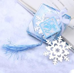 100 stks / partij RUSHED Real Book Marker Snowflake Bladwijzers Bruiloft Levert Hanger Geschenken Tassel Gunsten gratis verzending SN4061