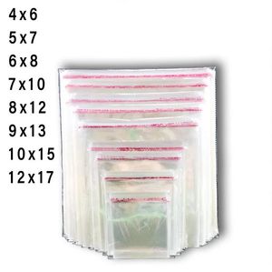 100pcs / lot sac auto-scellant transparent en plastique plat OPP sacs adhésif cellophane pochette emballage pour bijoux bonbons biscuits vêtements