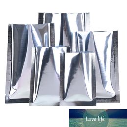 100 stks / partij Zilveren Open Top Aluminium Folie Tas Tear Notch Heat Vacuüm Seal Food Storage Pouches voor Snack Snoep Thee Koffieboon