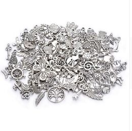 100 stks / partij Verzilverd Gemengde Charms Hangers voor Sieraden Accessoires Maken Bevindingen