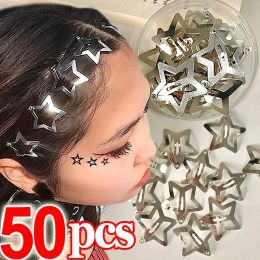 100pcs / lot Silver Star Hair Clips For Girls Filigree Star Metal Snap Clip Hairpins Barrets Hair Bijoux Nickle Bobby Pin Bobby