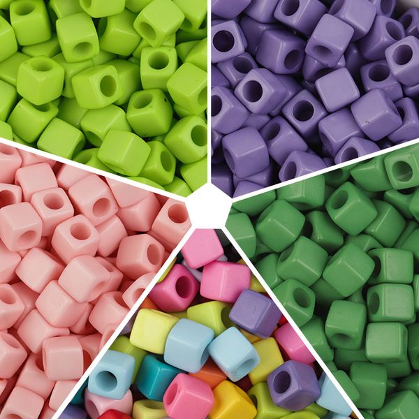 100 unids/lote bloque cuadrado Color caramelo Diy cuentas sueltas para joyería pulseras fabricación de collares accesorios manualidades cuentas acrílicas