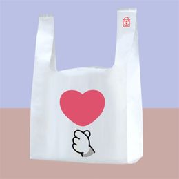 100 pcs/lot supermarché Shopping sacs en plastique matériel gilet sacs cadeau sacs à cosmétiques sac d'emballage alimentaire 220420