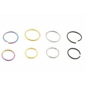 100 stks / partij Chirurgisch Staal Naadloze Open Hoop Neus / Lip / Wenkbrauw Tragus Cartilage Ring Oorbel Twist Body Piercing