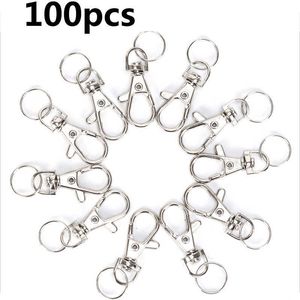 100 pcs/lot Clips de fermoir à homard pivotant porte-clés crochet porte-clés fendu résultats de porte-clés fermoirs pour la fabrication de porte-clés H0915