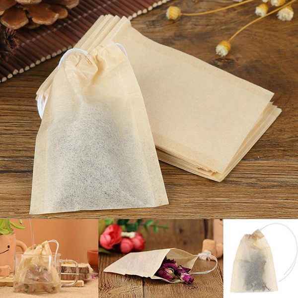 100 Unids / lote Bolsas de papel de filtro de bolsa de té Bolsas de té con cordón vacío para té de hierbas Precio de fábrica diseño experto Calidad Último estilo Estado original