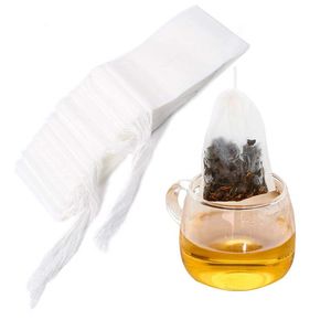 Bolsas de filtro de té desechables, 100 Uds., herramientas de café, filtros de sello de cordón de algodón vacíos, infusores para hojas sueltas verde azulado