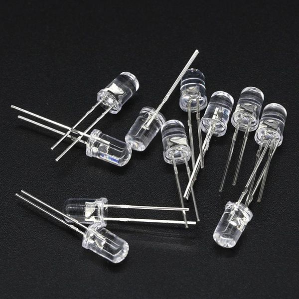 100pcs / lot Transparent Rond 5mm eau super brillante claire Vert Rouge blanc Jaune Bleu Lumière LED ampoules diode émettrice F5234o