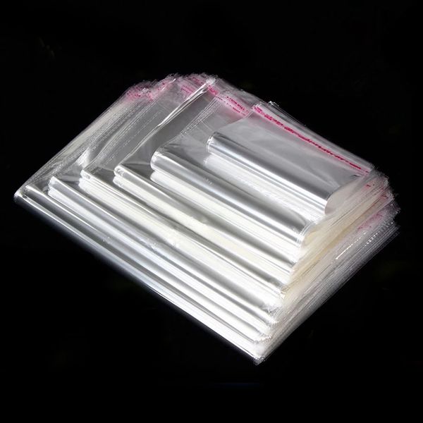 100 unids/lote bolsas de sellado autoadhesivas transparentes bolsas de celofán de plástico OPP regalos bolsa de dulces bolsas de embalaje de joyería precio al por mayor
